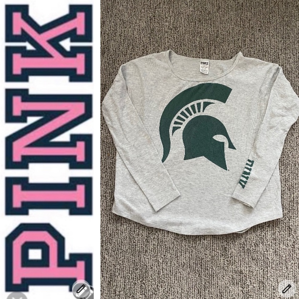 Pink MSU Spartan Thermal Shirt EUC
